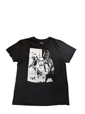 Star Wars Men's The Three Stormtrooper Boba Fett Darth Vader Graphic T-Shirt